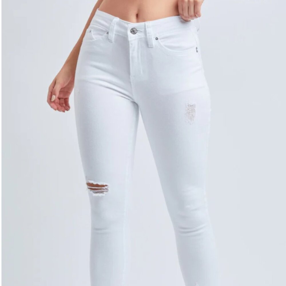 JUNIOR WANNABETTABUTT 1-BUTTON HIGH-RISE CROPPED white
